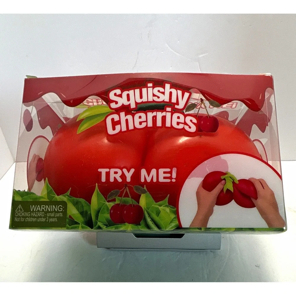 Squishy Cherries Tactile Squeeze Toy, Red/Green, Ages 4-7 8-11 17+